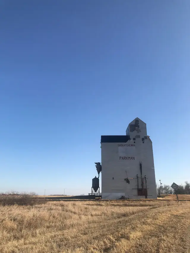 Parkman grain elevator on the prairie